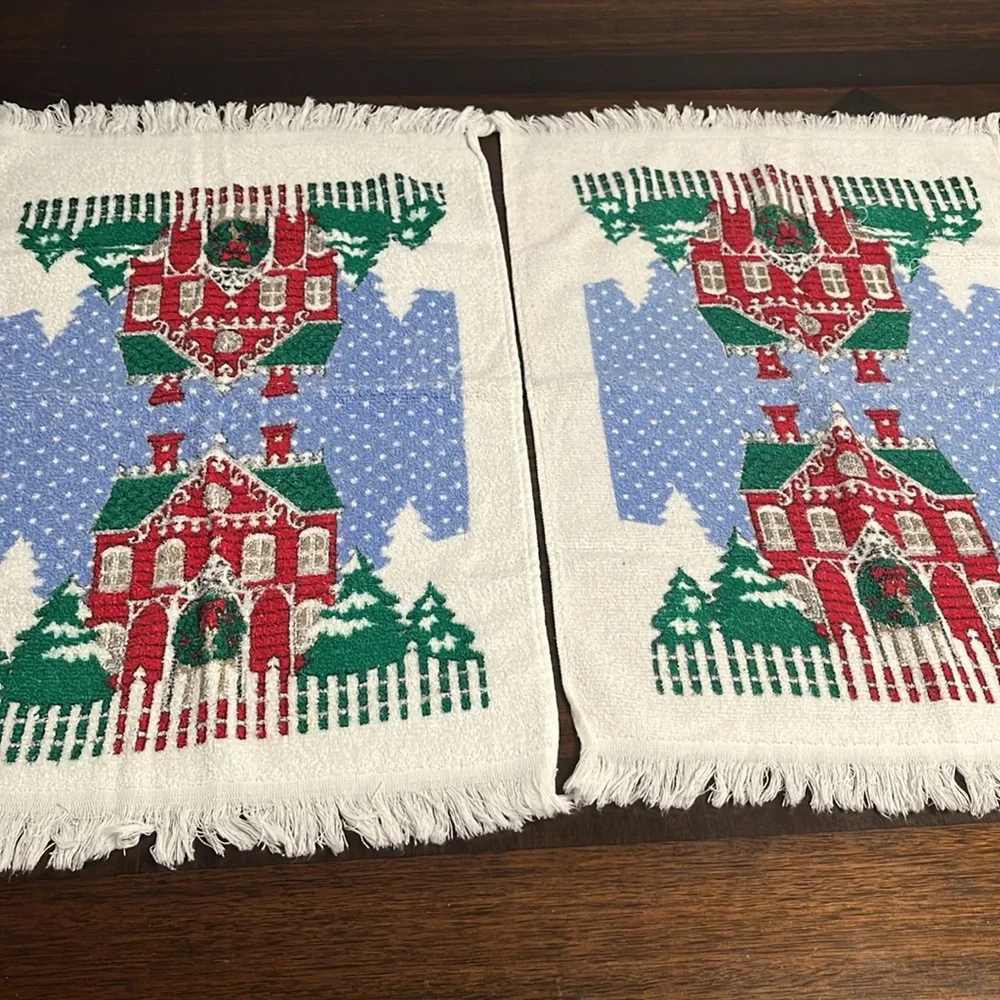 VINTAGE 7 pieces Festive Christmas Holiday Towels Set Christmas decor